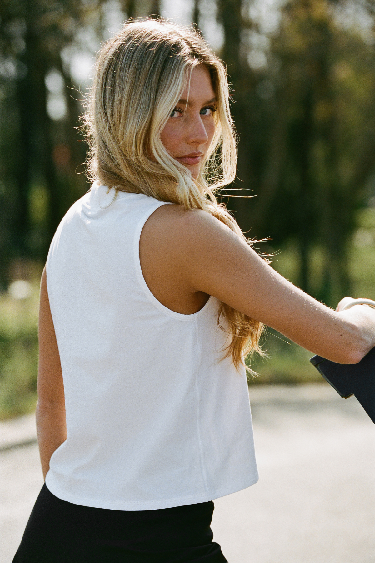 The Sleeveless Mock Neck Tee
